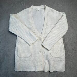 Anthropologie Cardigan Extra Small Merino Wool Blend Chunky Knit Cream Pockets